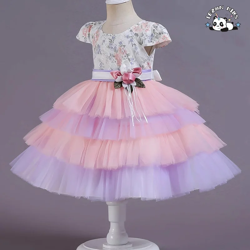 LEZONKIDS - Customizable Wholesale Children's Dress Baby's Birthday Party Performance Dress Cake Dress Foreign Trade Spot